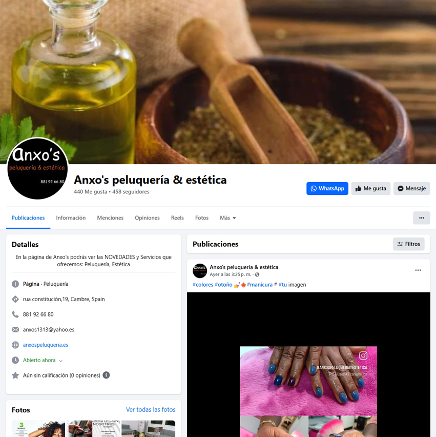 Ver Facebook de Anxo's Peluquería & Estética en Cambre
