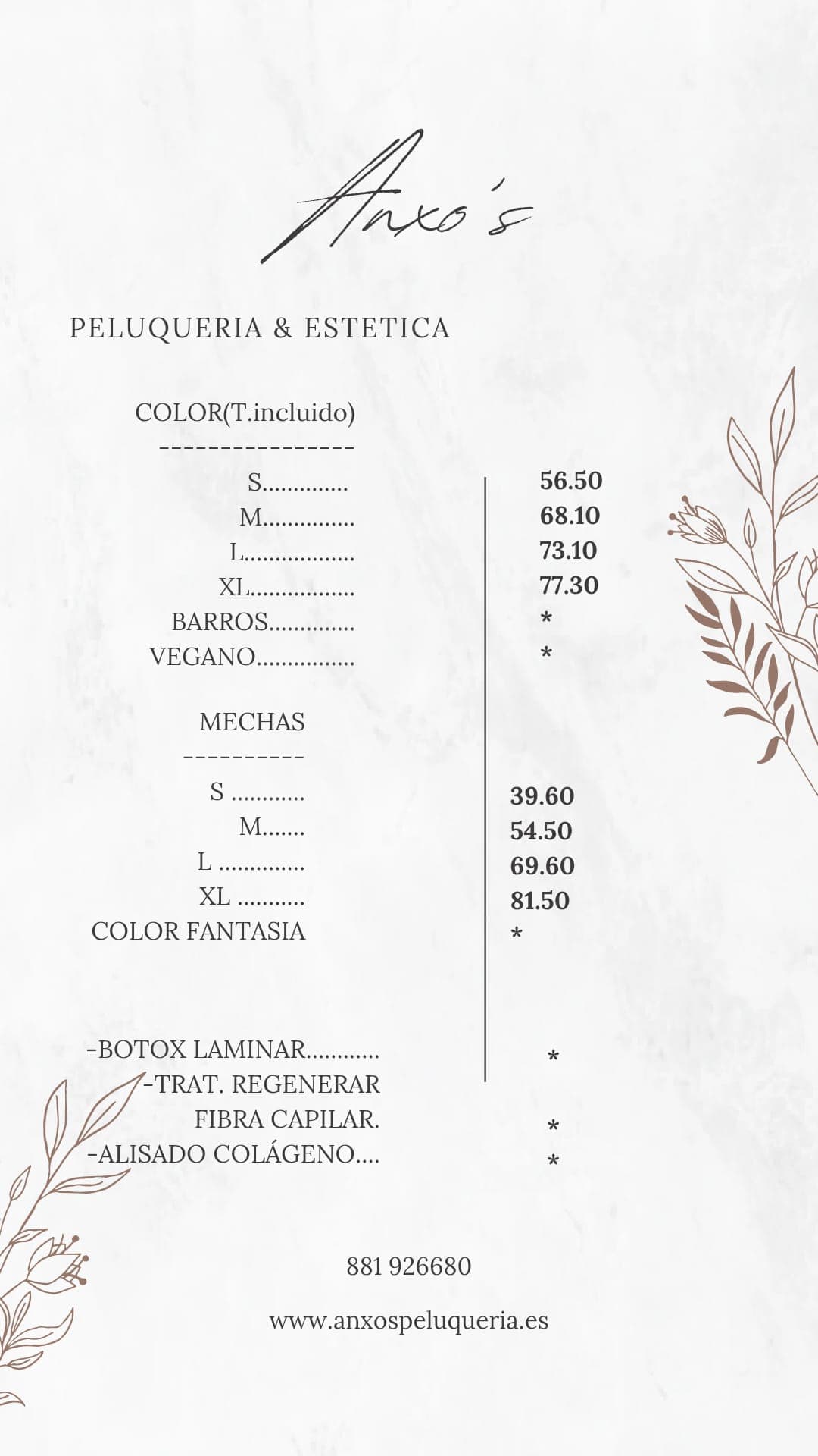Precios de peluquería