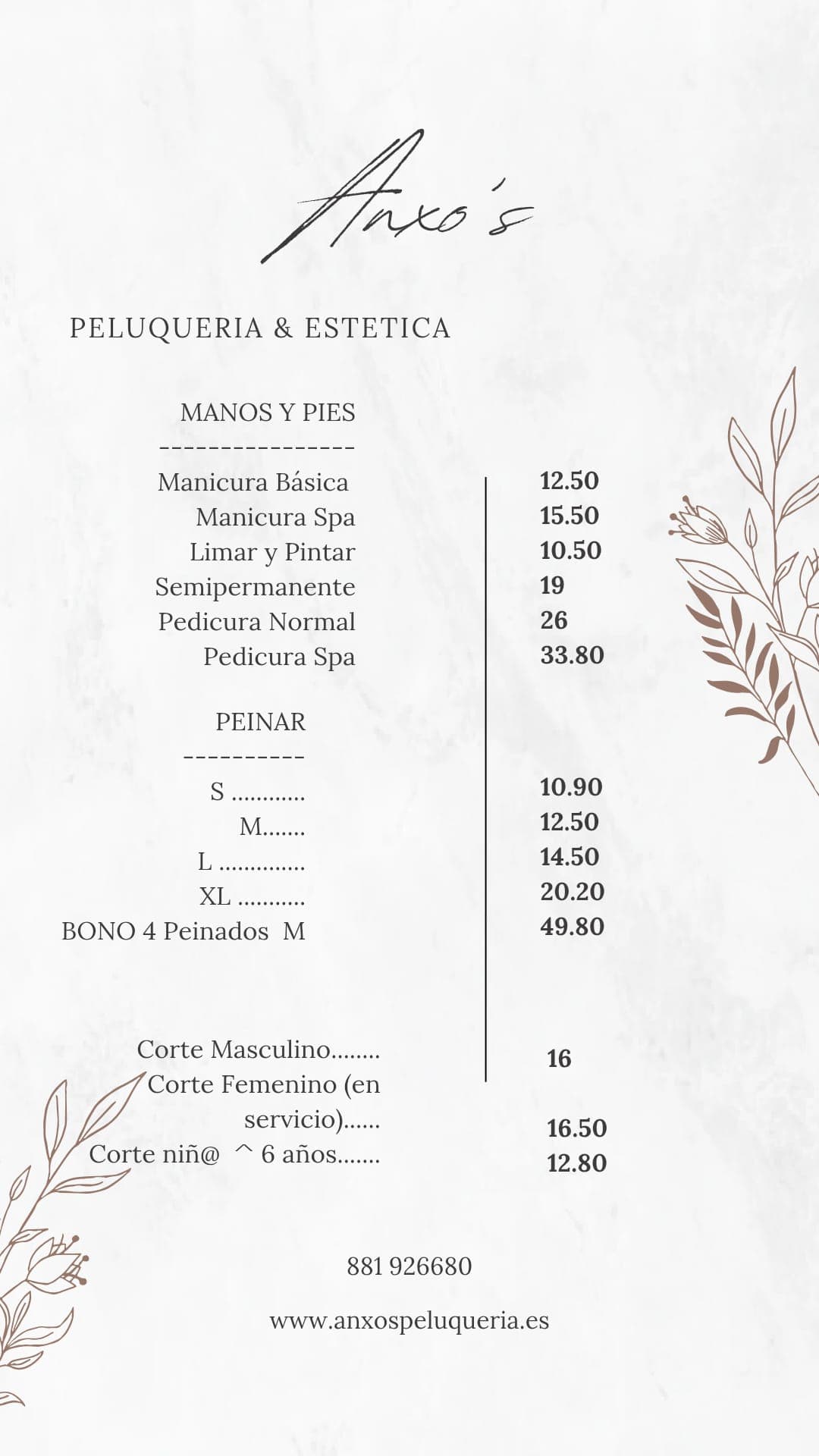 Precios de peluquería